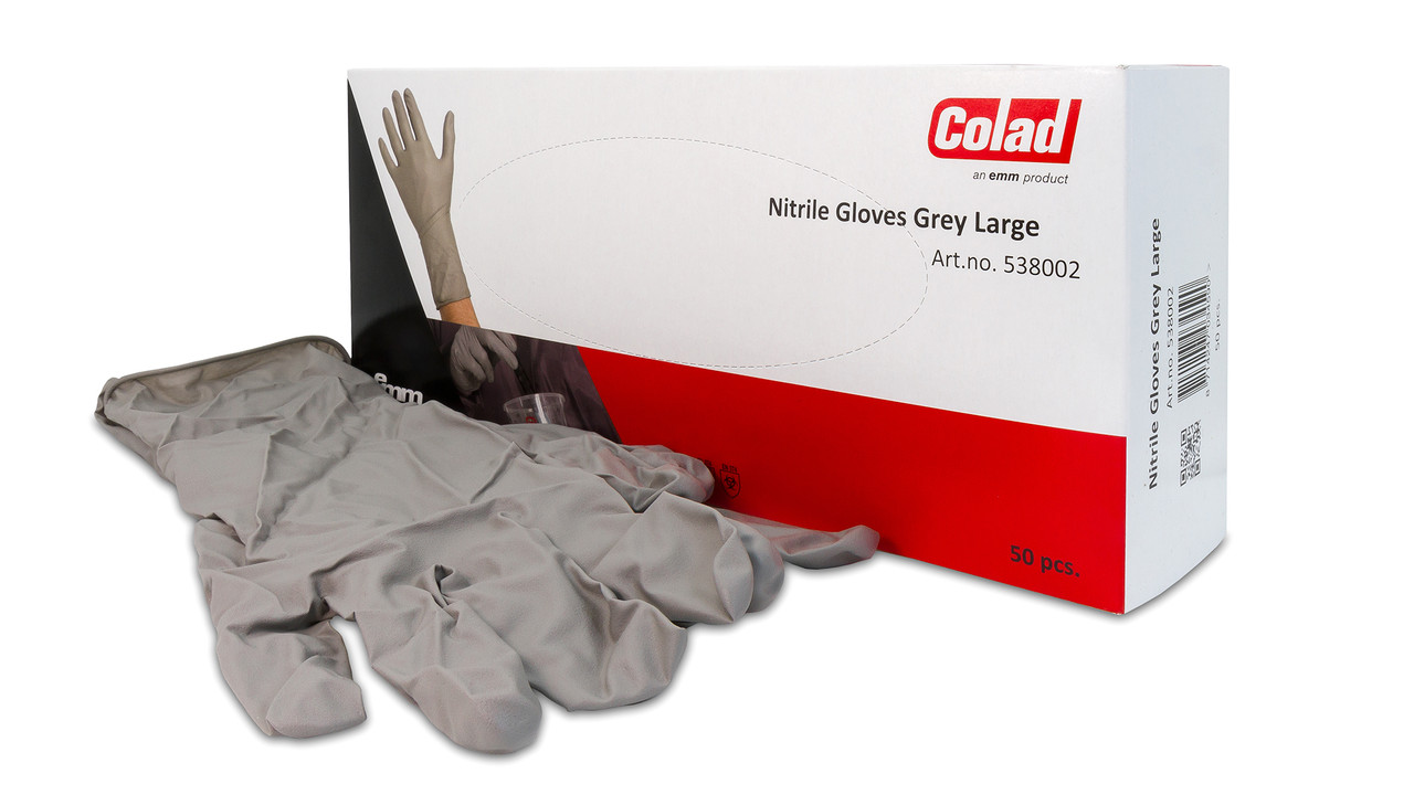 Одноразовые нитриловые перчатки устойчивые к растворителям Colad 50 штук серый цвет размер L (538002) - фото 2 - id-p104639981