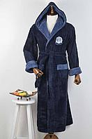 Мужской велюровый халат махровый, воротник кимоно с запахом 56-60