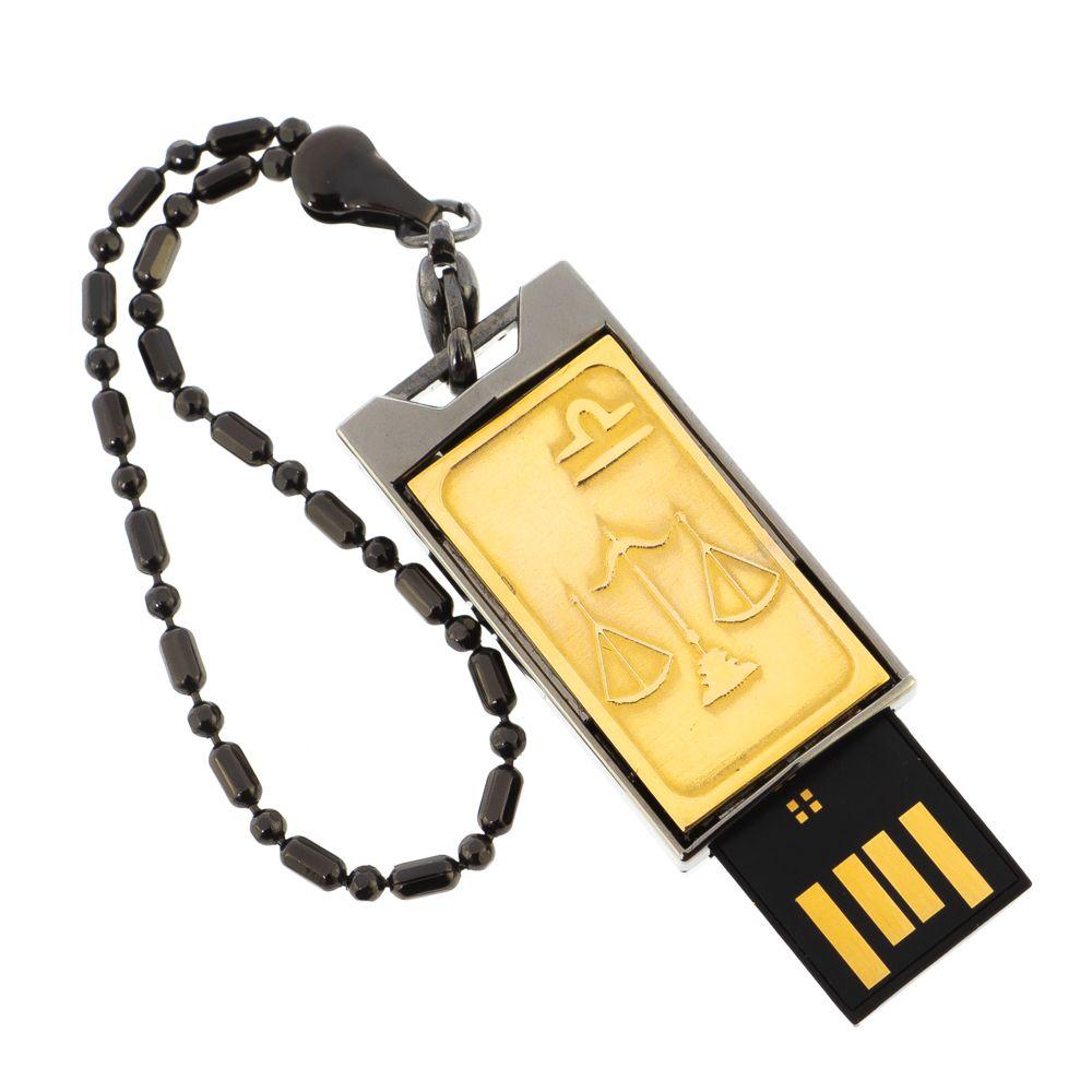 Флеш-карта с гравировкой символа знака зодиака "Весы" Златоуст USB 2.0 32 Gb в подарочной упаковке - фото 1 - id-p94297025