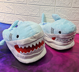 Тапочки Акула (синие, с зубами)