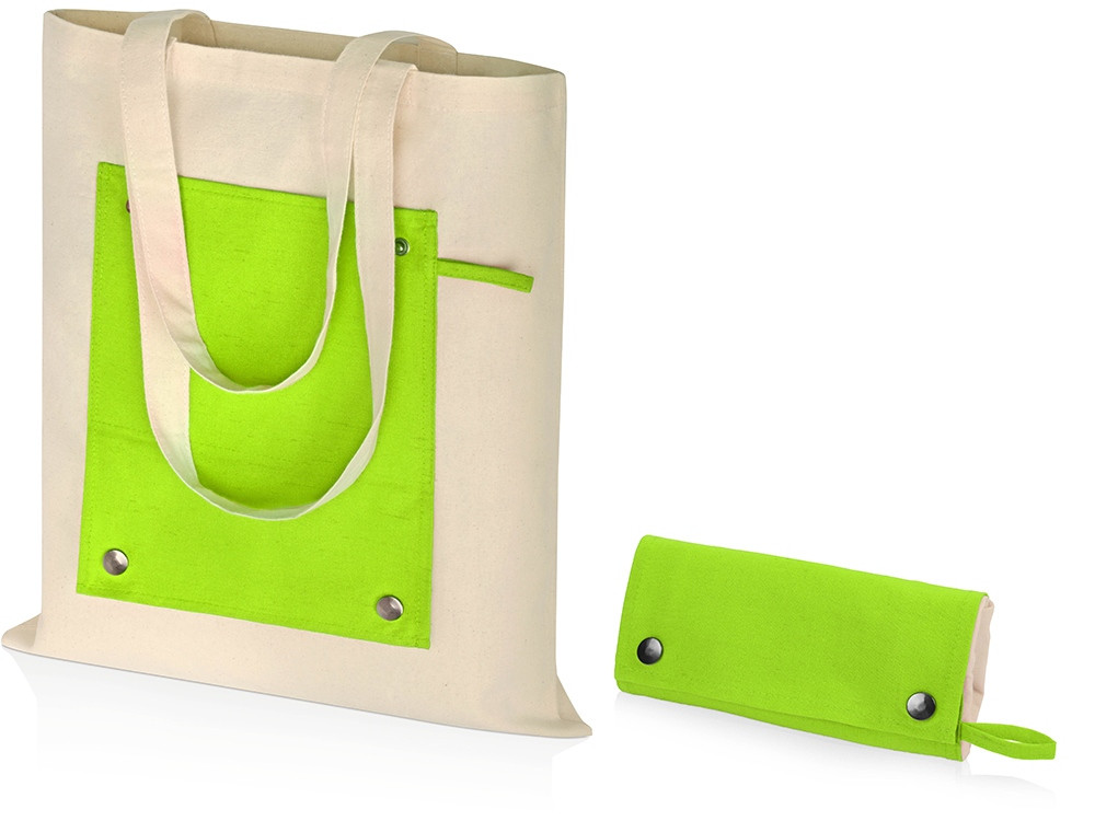 Складная хлопковая сумка для шопинга Gross с карманом, зеленое яблоко - фото 1 - id-p104643542