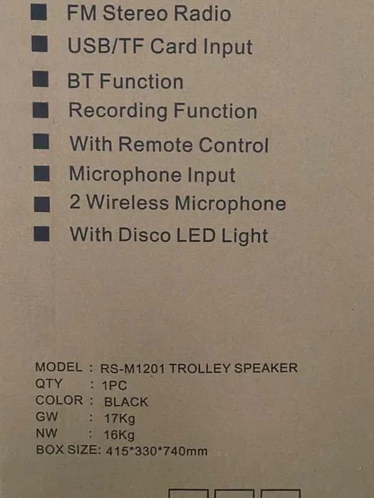 Акустическая портативная Bluetooth USB KARAOKE AUX колонка RS M1201 - фото 6 - id-p104648836