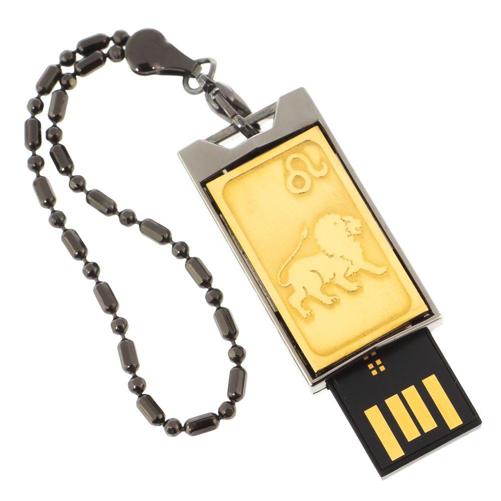 Флеш-карта с гравировкой символа знака зодиака "Лев" Златоуст USB 2.0 32 Gb в подарочной упаковке - фото 1 - id-p94297030