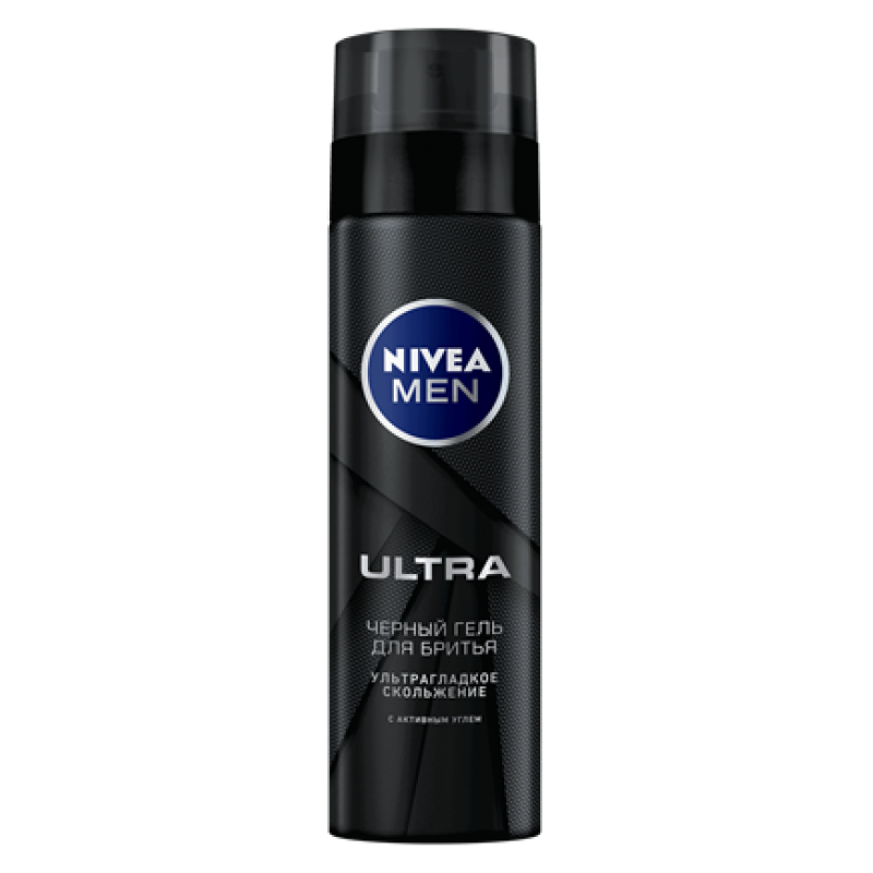 Черный гель для бритья Nivea Men Ultra с активированным углем 200 мл