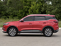 Пороги труба d42 с листом (лист нерж, проф. нерж) (вариант 3) CHERY TIGGO 7 PRO 2020