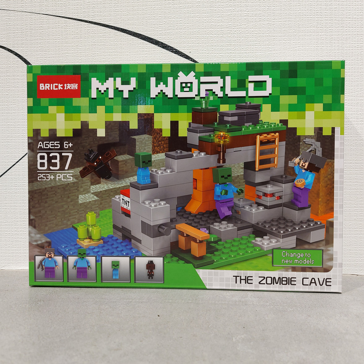 Конструктор Brick My world 837 253 pcs. "The zombie cave". "Пещера Зомби" Minecraft. Майнкрафт., фото 1