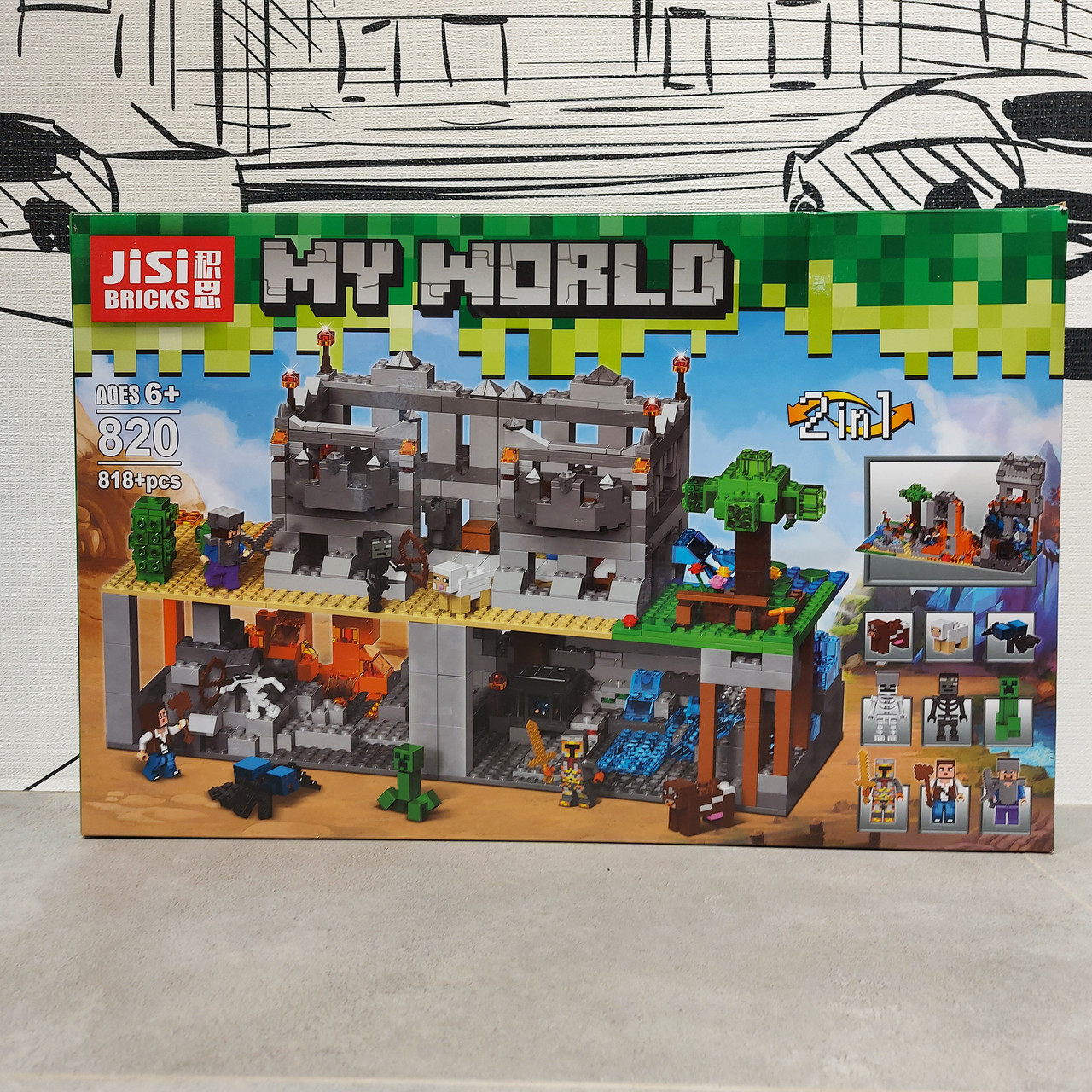 Конструктор Jisi Bricks My world 820 818 pcs. "Подземный мир". Minecraft. Майнкрафт.