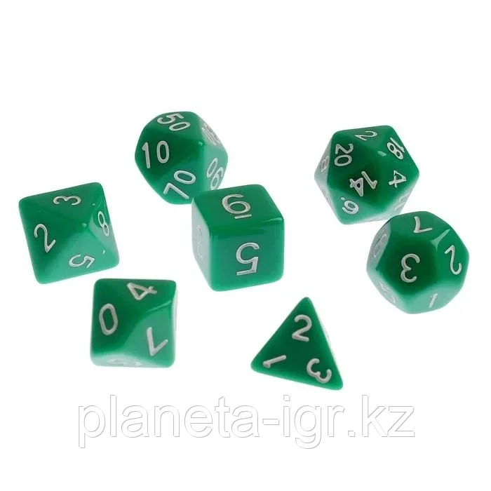 Набор кубиков: Зеленые 7 шт. (Dungeons and Dragons, ДнД) | Сима Лэнд