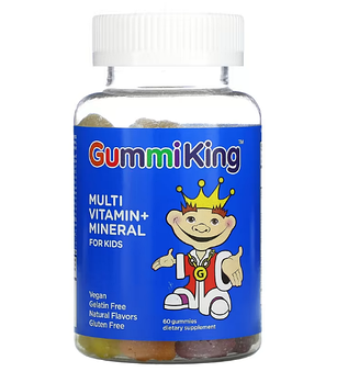 GummiKing, мультивитамины и микроэлементы для детей, со вкусом клубники, апельсина, лимона, винограда, вишни и