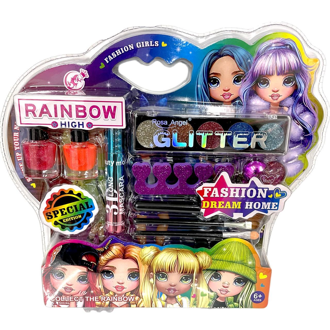 Порвана упаковка!!! D17-185 косметика Rainbow High в прозрачной упаковке 30*33см