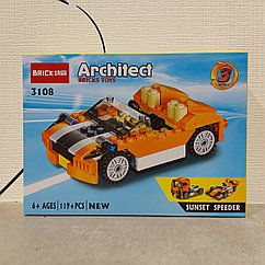 Конструктор "Brick" Architect "Sunset Speeder" 3108 119 pcs. Гоночный автомобиль 3 в 1. Рассрочка.
