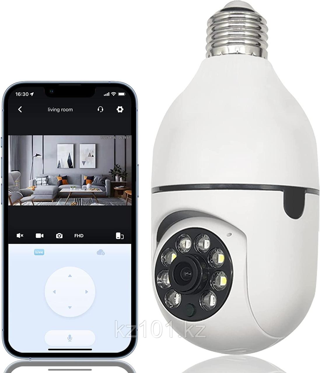 Беспроводная видеокамера PTZ 360 Panoramic Bulb Camera SUNQAR - фото 1 - id-p104674611