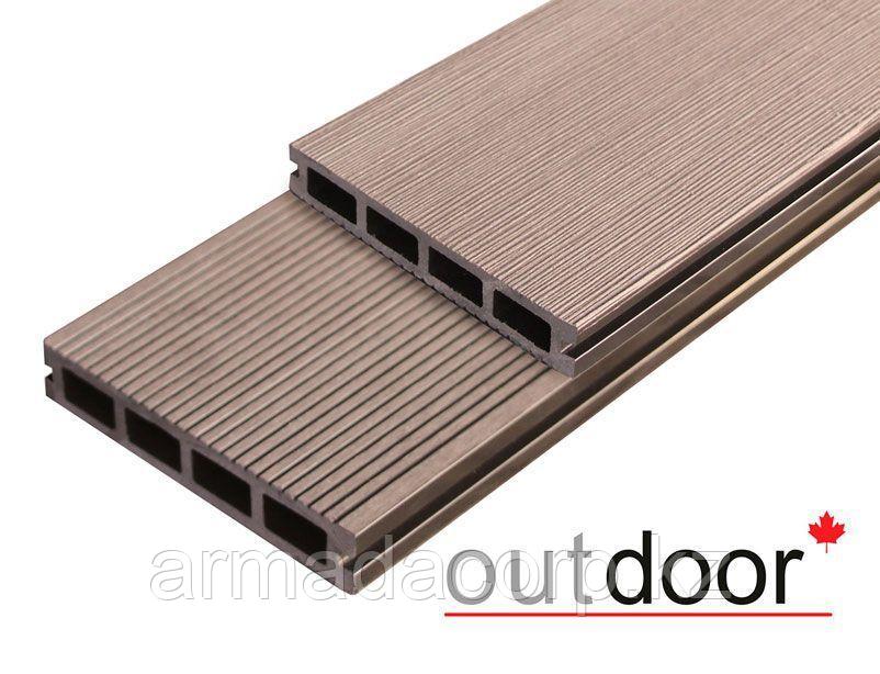 Террасная доска ДПК Outdoor 150*25*4000 мм. браш/вельвет темно-коричневая