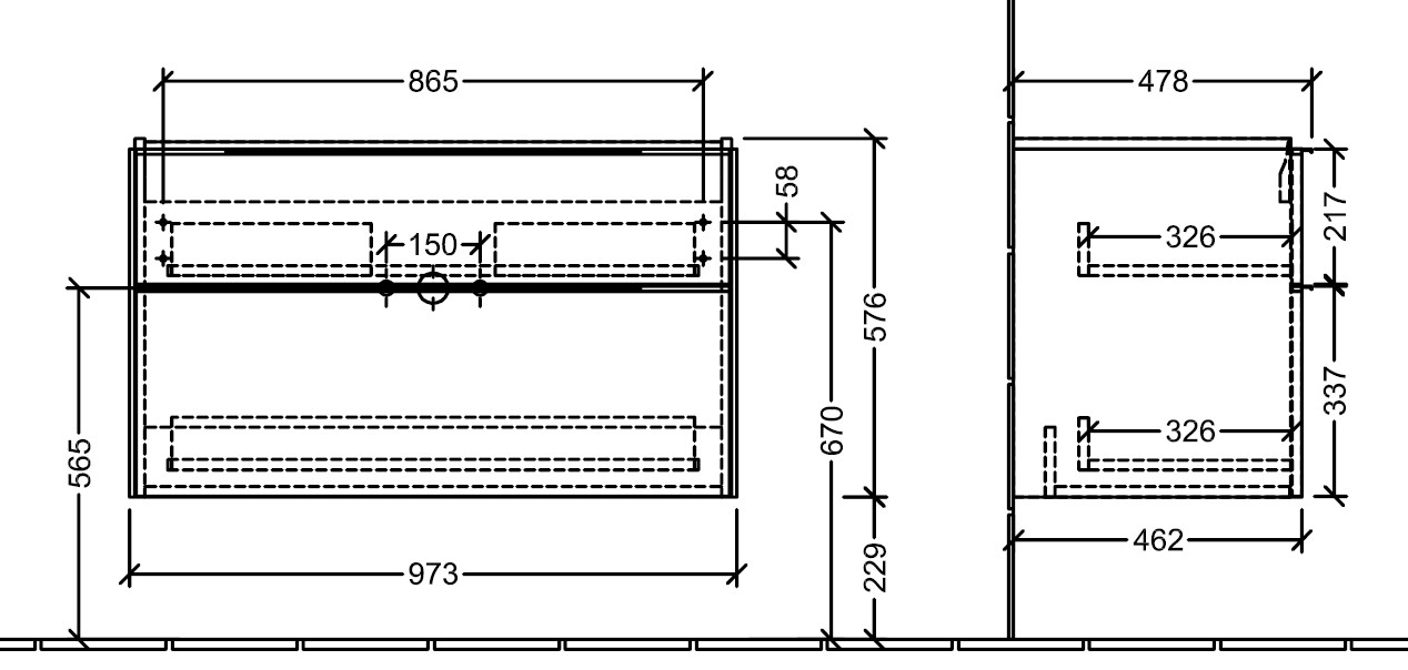 Villeroy&Boch Subway 3.0 Тумба под раковину 973x478 (C57000RH) - фото 6 - id-p98810266