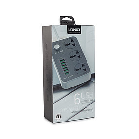 Сетевой фильтр LDNIO Universal SC3604 3 розетки 6*USB 5V/3.4A Портов 2м, фото 2