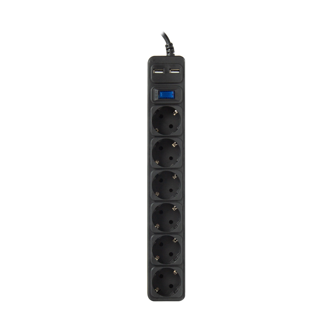 Сетевой фильтр  SVC  ZC6S-50M-USB  6 розеток  5 метров  два USB-порта  чёрный