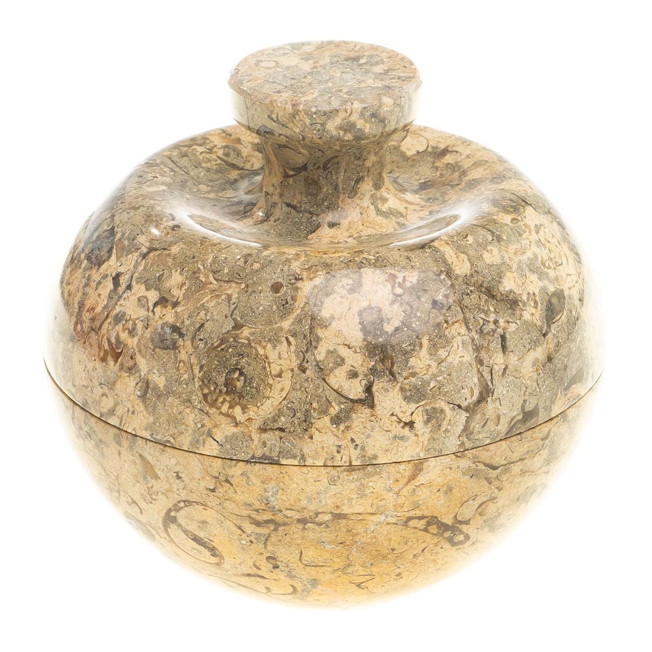 Шкатулка "Яблоко" из натурального камня ракушечник 10х10х9 см (4) / шкатулка для ювелирных украшений / для - фото 1 - id-p100253335