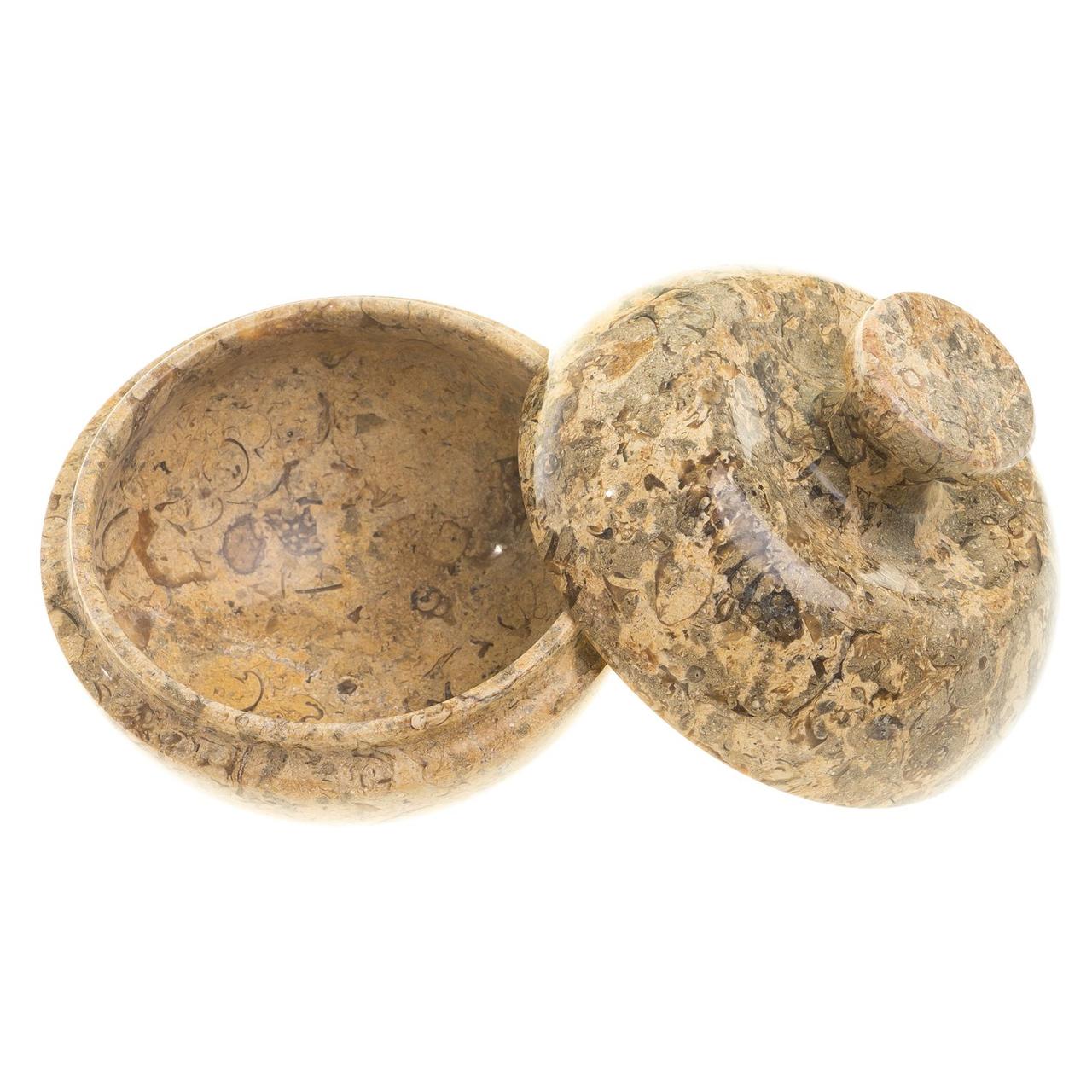 Шкатулка "Яблоко" из натурального камня ракушечник 10х10х9 см (4) / шкатулка для ювелирных украшений / для - фото 2 - id-p100253335