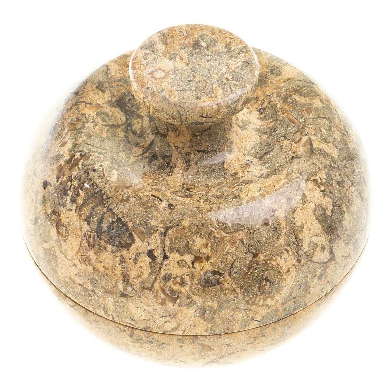 Шкатулка "Яблоко" из натурального камня ракушечник 10х10х9 см (4) / шкатулка для ювелирных украшений / для - фото 3 - id-p100253335