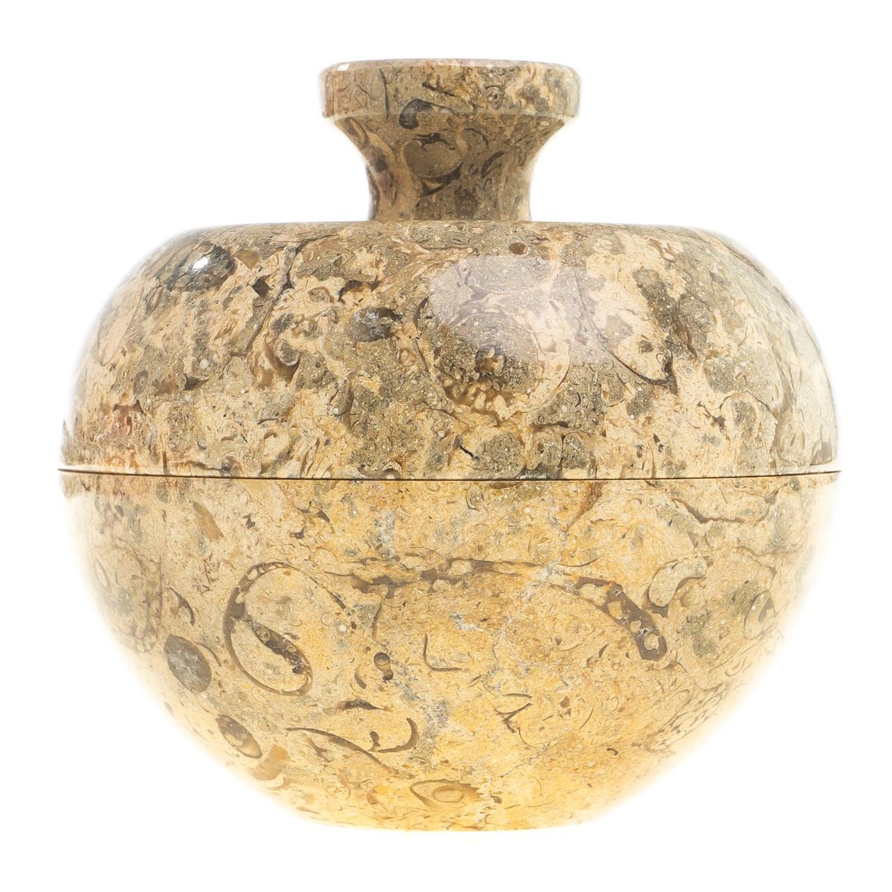 Шкатулка "Яблоко" из натурального камня ракушечник 10х10х9 см (4) / шкатулка для ювелирных украшений / для - фото 5 - id-p100253335