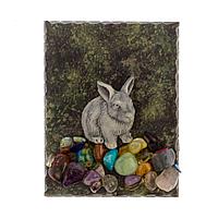 Магнит "Кролик" из мрамолита, камень змеевик / символ 2023 Нового года / Новогодний подарок