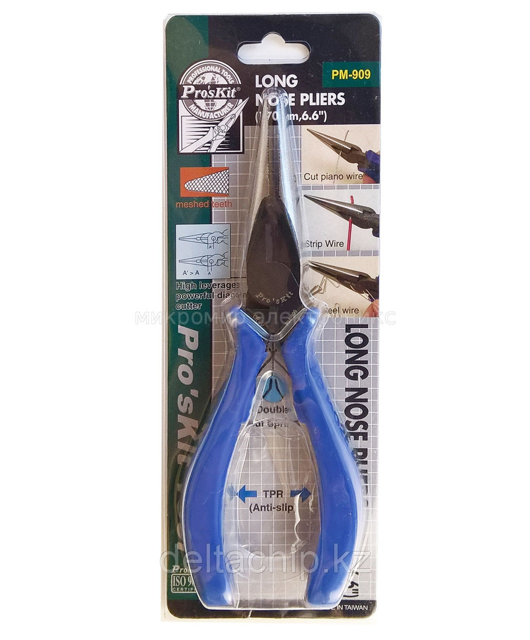 PM-909 Длинногубцы-стриппер с режущими кромками ProsKit (170 мм.)