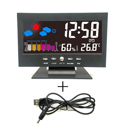 Метеостанция цифровая термометр-гигрометр с будильником, фото 2