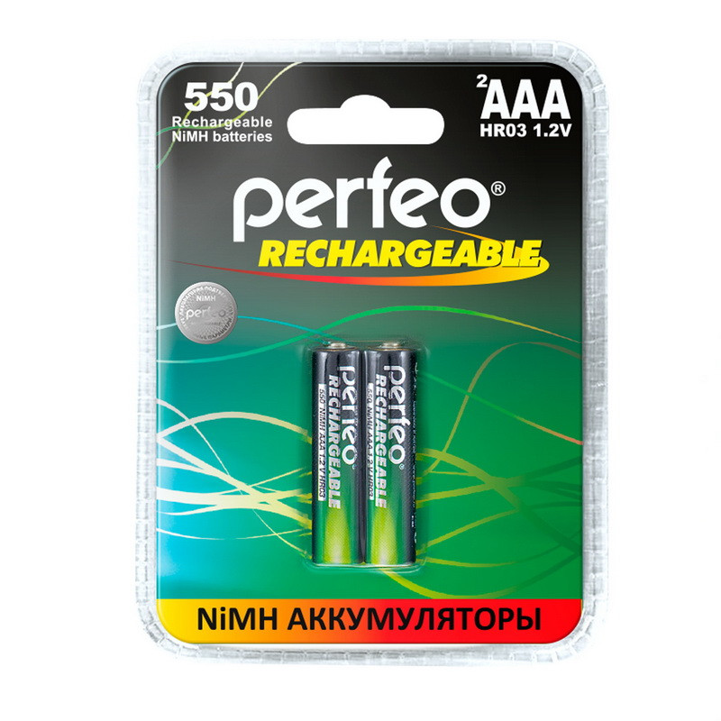 Аккумулятор Perfeo_HR03/AAA 550maH Ni-Mh BL2, 1,2В. блистер, цена за 1 штуку