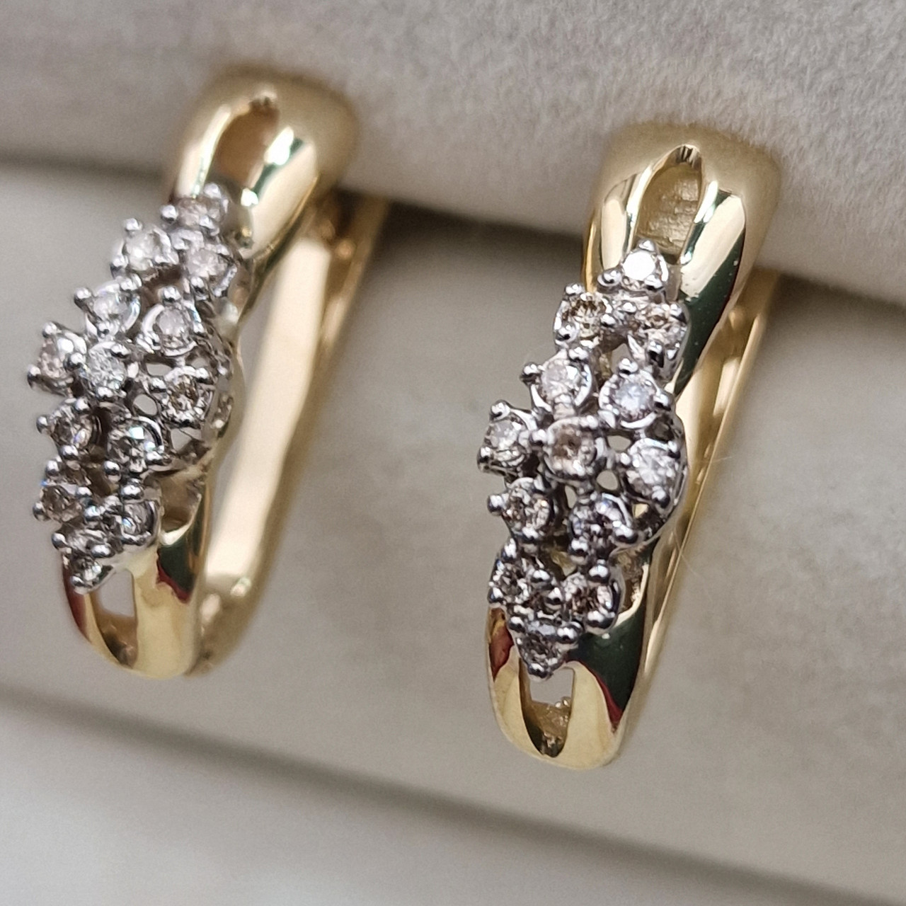 Золотые серьги с бриллиантами 0.34Ct SI1/J, VG-Cut