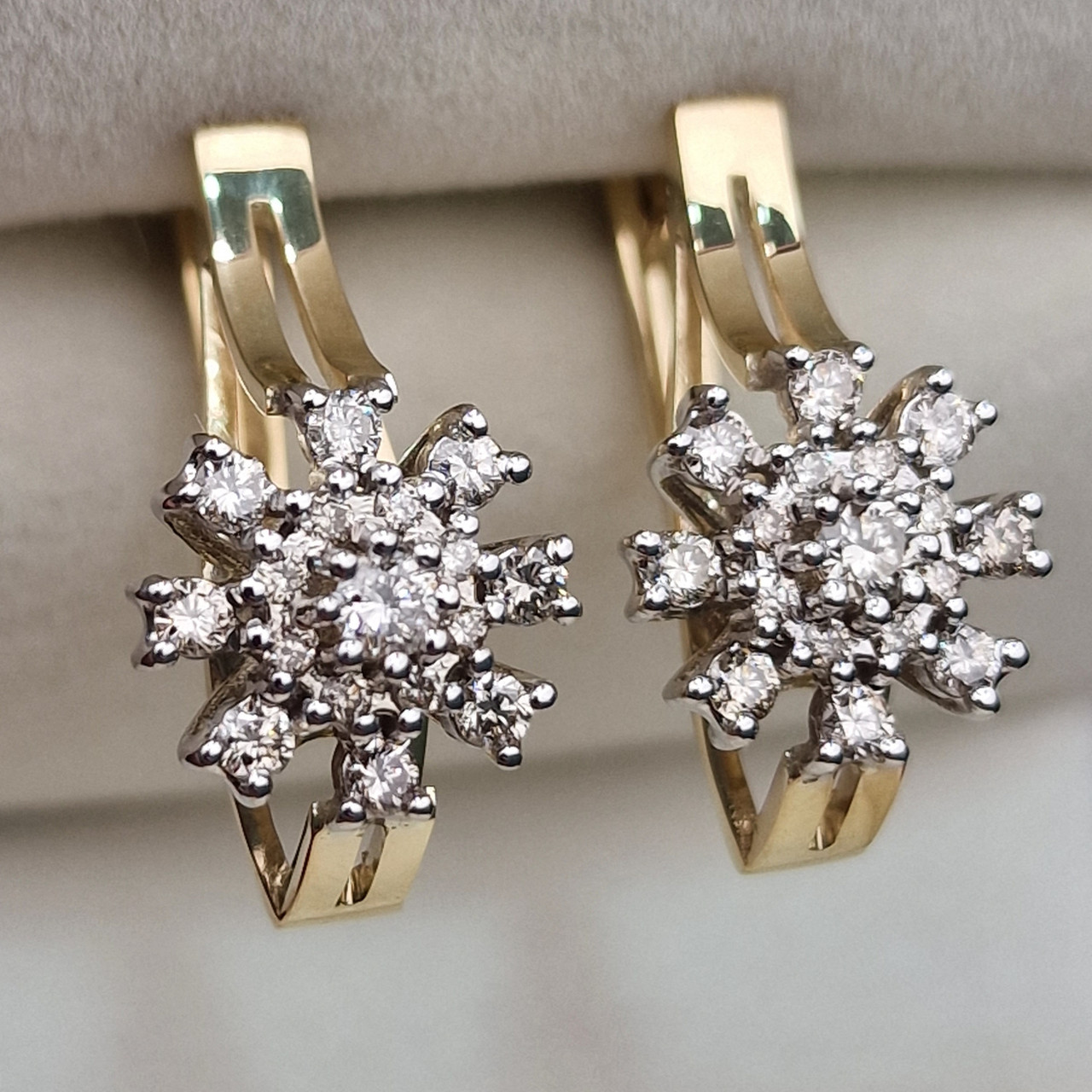Золотые серьги с бриллиантами 0.922Ct VS1/H, VG-Cut