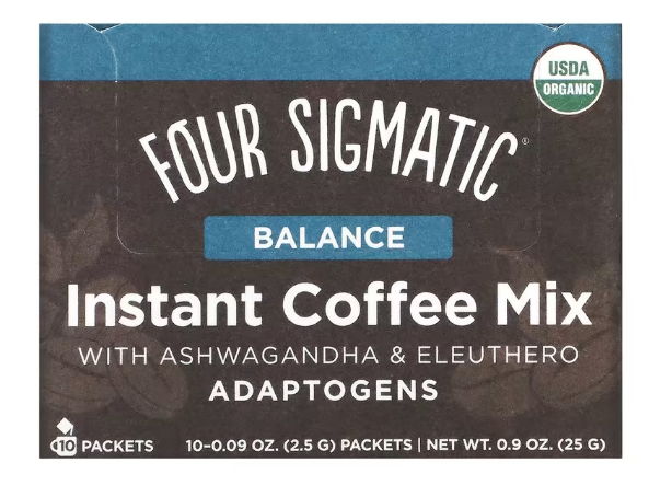 Four Sigmatic, Растворимый кофе адаптогены с ашвагандой и элеутерококком, Balance, средняя обжарка, 10 пакетик