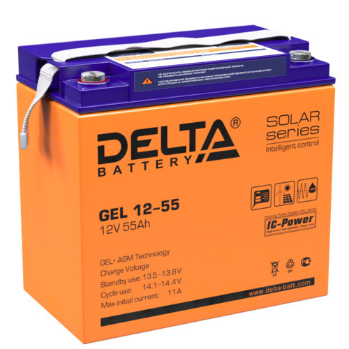 Delta Battery GEL 12-55 сменные аккумуляторы акб для ибп (GEL 12-55) - фото 1 - id-p104831631