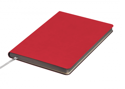 Записная книга LEADER, гибкая обложка красный/срез серый, фото 2