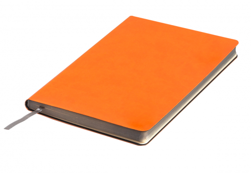 Записная книга LEADER, гибкая обложка оранжевый/срез серый, фото 2
