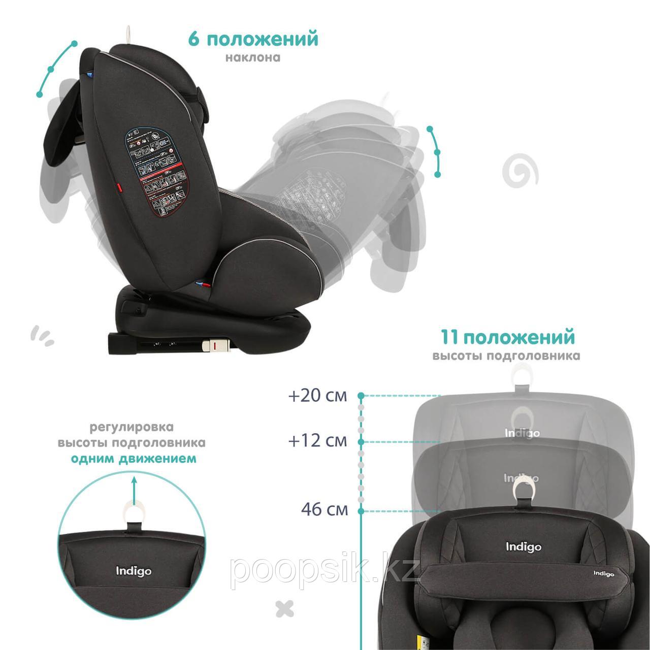 Автокресло Indigo Aero Isofix группа 0+1+2+3 (0-36 кг), серый-бежевый - фото 7 - id-p104833830