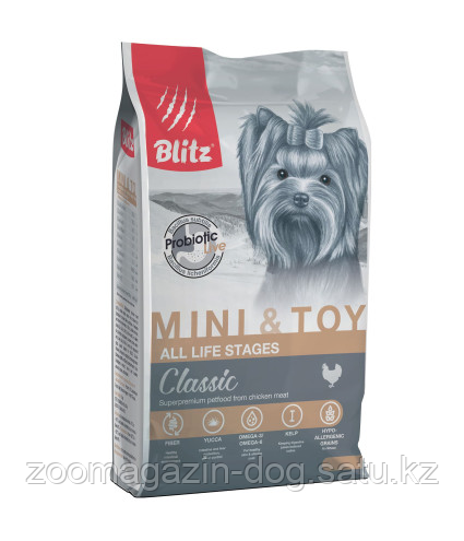 BLITZ ADULT MINI & TOY/корм для ВЗРОСЛЫХ СОБАК МИНИАТЮРНЫХ И МЕЛКИХ пород/ 0,5 кг