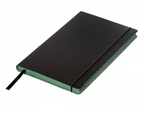 Записная книга RENK с цветным срезом в обложке черный/срез зеленый