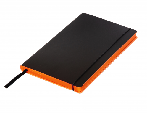 Записная книга RENK с цветным срезом в обложке черный/срез оранжевый