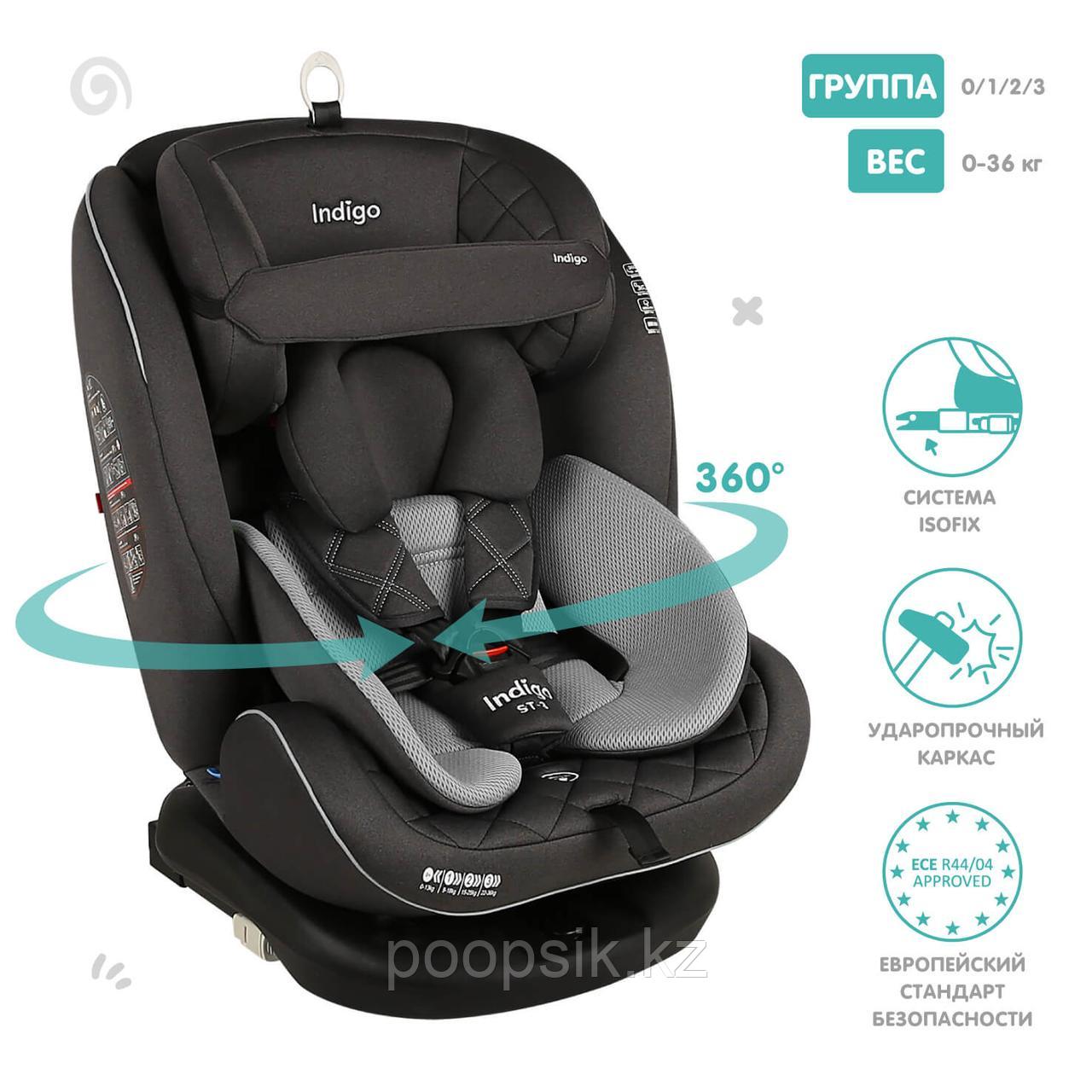 Автокресло Indigo Aero Isofix группа 0+1+2+3 (0-36 кг), темно-серый - фото 3 - id-p104837951