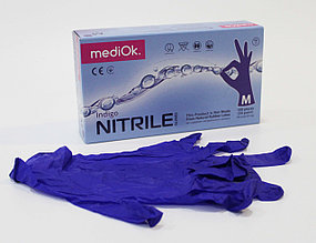 Перчатки нитриловые MediOk смотровые неопудренные, ИНДИГО, размер M, уп 100шт