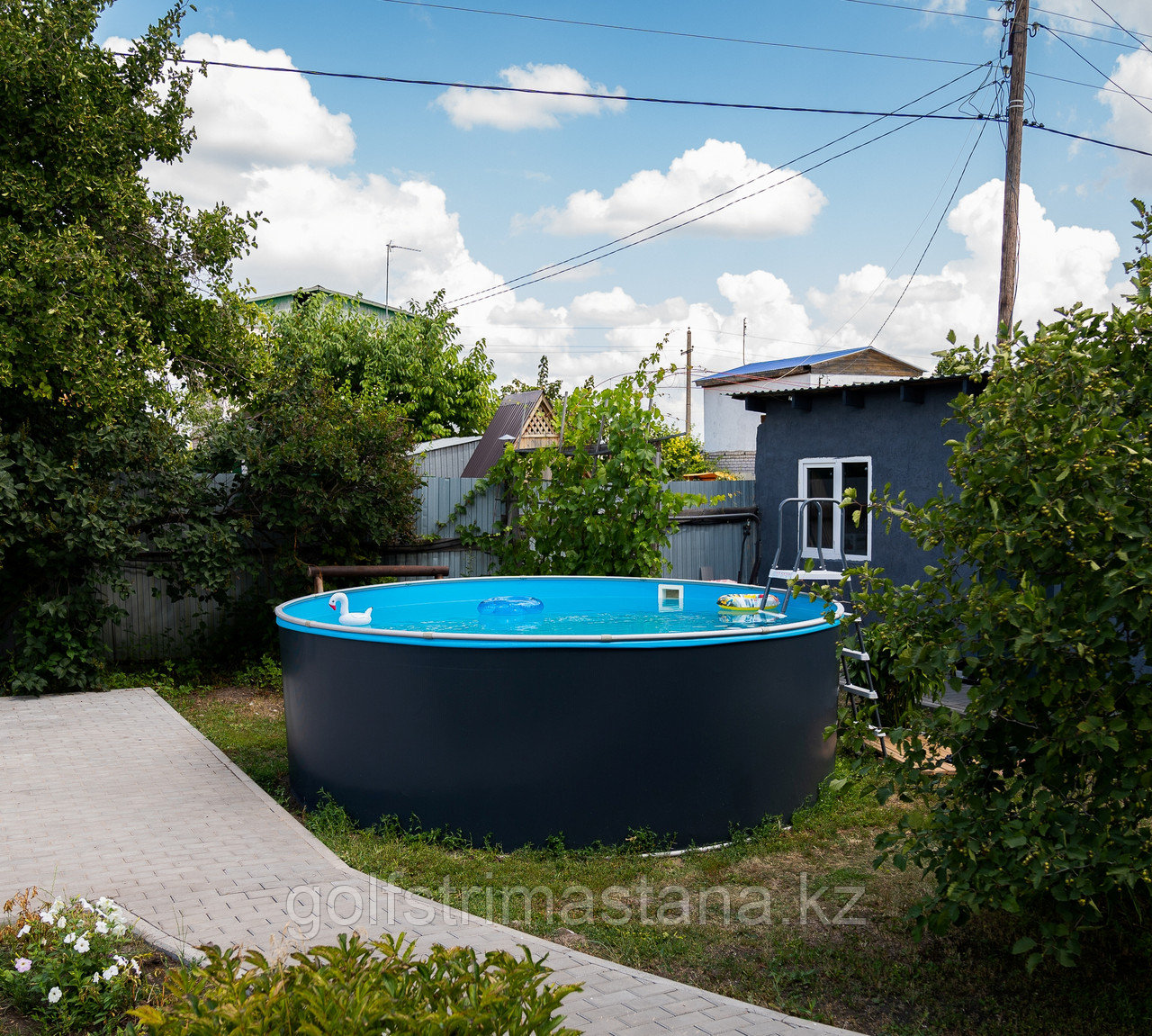 Каркасный бассейн круглый 2,44 м LARIMAR морозоустойчивый уличный Платина - фото 2 - id-p104855570