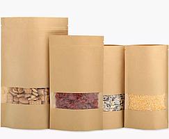 Крафт пакеты с окошком и фирменной печатью