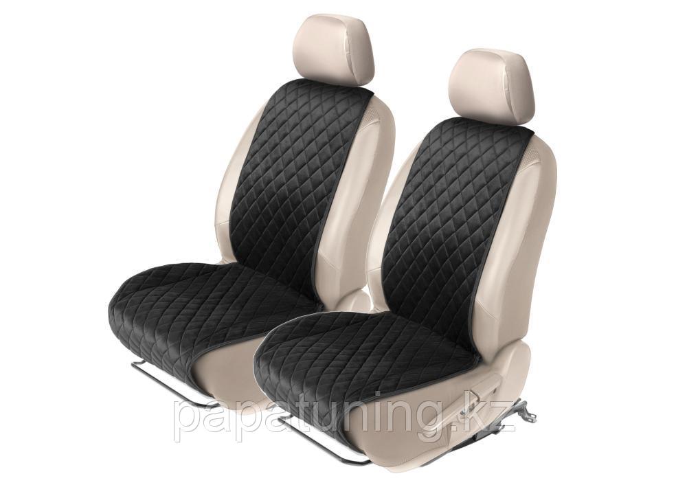 Накидка из алькантары на переднее сиденье автомобиля AutoFlex комплект 2 шт. Цвет черный.