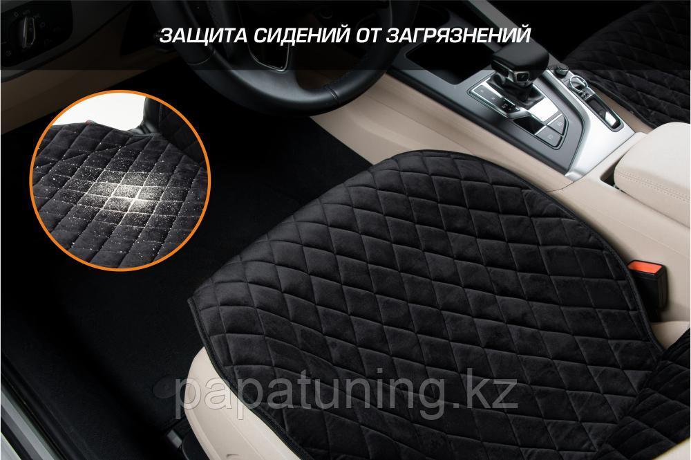 Накидка из алькантары на переднее сиденье автомобиля AutoFlex комплект 2 шт. Цвет черный. - фото 5 - id-p104856168