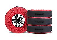 Чехлы для хранения автомобильных колес, 4 штуки, размер от 13” до 20”, цвет черный/красный