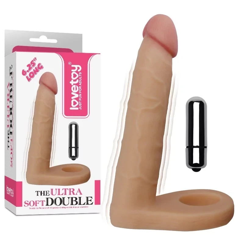 Виброкольцо с анальным фаллоимитатором "Ultra Soft Double 6,25 LONG" для двойного проникновения