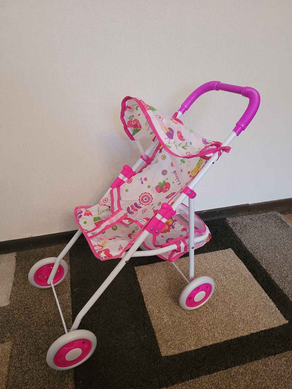 Прогулочная коляска для кукол К222 розовый