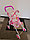 Прогулочная коляска для кукол К222 розовый, фото 3