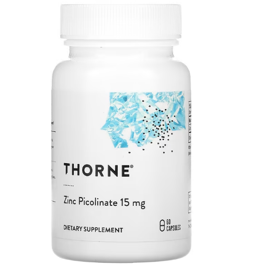 Thorne Research, пиколинат цинка, 15 мг, 60 капсул