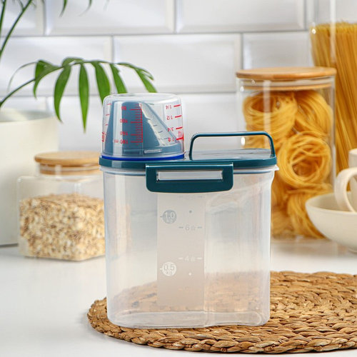 Контейнер пластиковый для хранения сыпучих продуктов с дозатором, 1 кг ...